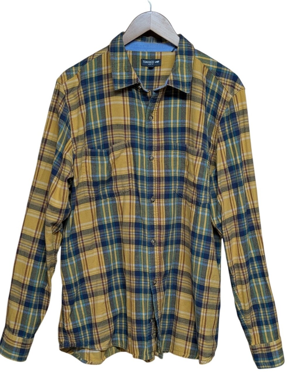Toad & Co Flannagan Slim Fit Long Sleeve Plaid Flannel Shirt Mens Size XL